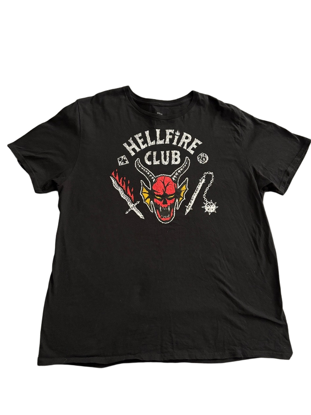 Stranger Things Hellfire Club Graphic Tee 2XL Black Netflix Eddie Munson - Picture 2 of 7